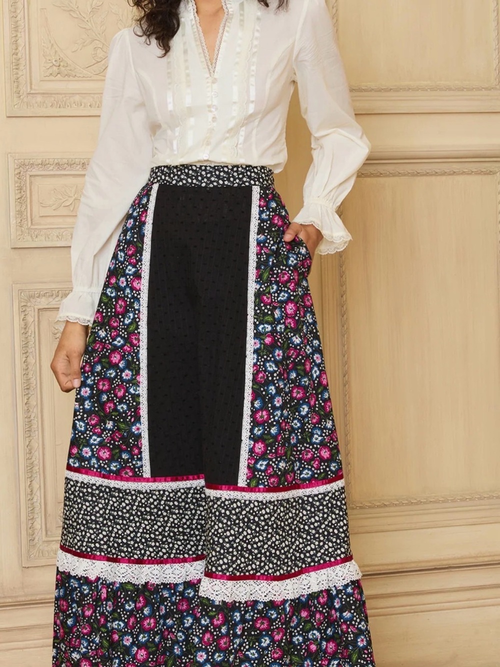 GUNNE SAX ModCloth Melissa Maxi Skirt Floral Boho Cottagecore XL